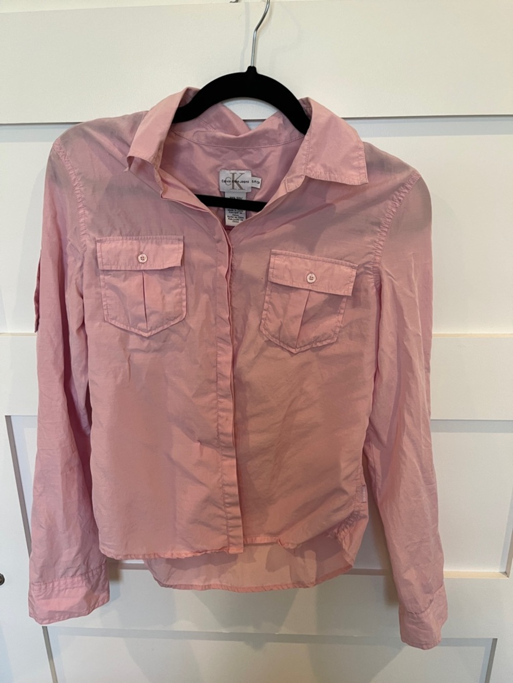 Calvin Klein Light Pink Silk-Cotton Blouse